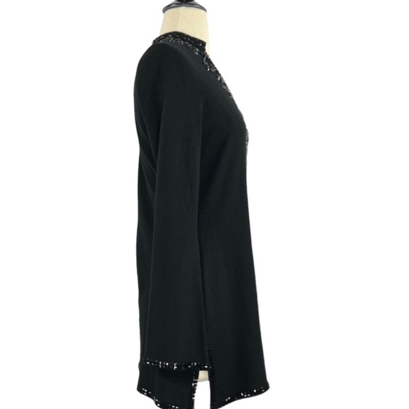 INC Silk/Angora Blend V-Neck Black Tunic with Black Gem Embellishments. Size S - Picture 3 of 13